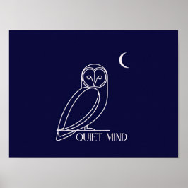 Stille Mind Uil – Minimalistisch Nacht Wijsheid De Poster