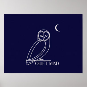 Stille Mind Uil – Minimalistisch Nacht Wijsheid De Poster