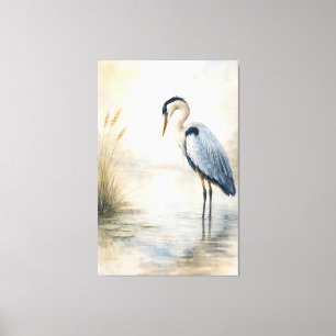 Stille Moerasreiger   Blauwe Reiger   Opgespannen  Canvas Afdruk
