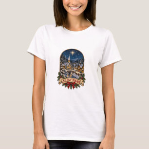 Stille nacht — Besneeuwd dorp 's nachts T-shirt
