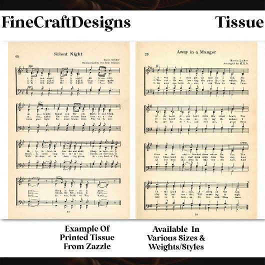 Stille Nacht & Dirigent bladmuziek DU9 Decoupage Tissuepapier