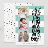 Stille Nacht drie foto feestdagen Kerst | Mint Kaart (Voorkant / Achterkant)