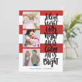 Stille Nacht drie foto feestdagen Kerst | Red Kaart (Staand voorkant)