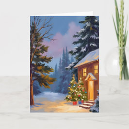 Stille Nacht Geschilderde Kerstmis Feestdagen Kaart