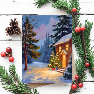 Stille Nacht Geschilderde Kerstmis Feestdagenkaart