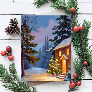 Stille Nacht Geschilderde Kerstmis Feestdagenkaart