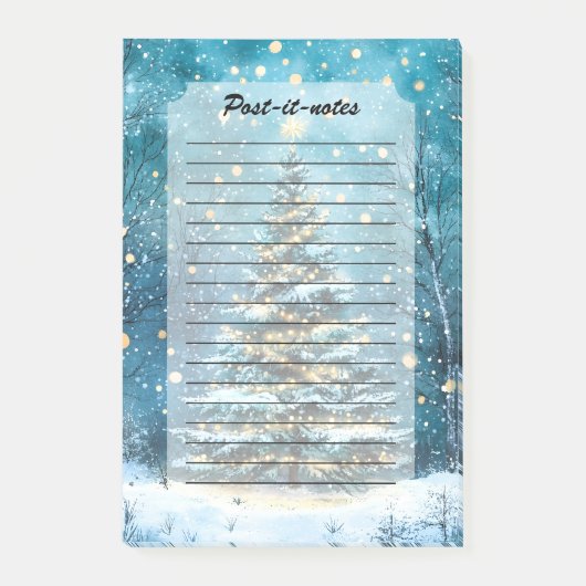 Stille Nacht Gloeiende Kerstmis Bos Boom Post-it® Notes (Voorkant)