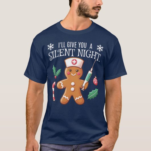 Stille Nacht Grappige Kerst CRNA Gingerbread T-shirt (Voorkant)
