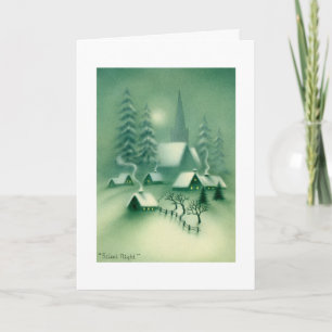 Stille Nacht Groene Kerst Feestdagen Kaart