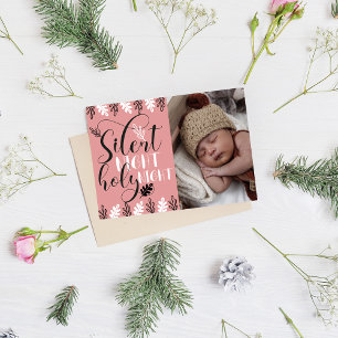 Stille Nacht Heilige Nacht Baby's 1e Kerstmis Foto Feestdagenkaart