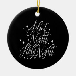 Stille Nacht Heilige Nacht Kerstmis Zwart Rond Keramisch Ornament