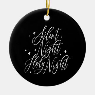 Stille Nacht Heilige Nacht Kerstmis Zwart Rond Keramisch Ornament