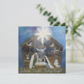 Stille Nacht, Heilige Nacht Kerststal scène Feestdagenkaart (Staand voorkant)