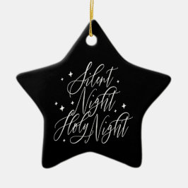 Stille Nacht Heilige Nacht Zwarte Kerstster Keramisch Ornament
