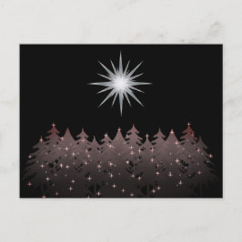 Stille Nacht Hemel Witte Sterren Bomen Moderne Ker Feestdagenkaart