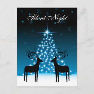 Stille Nacht ~ Herten en Kerstboom Vakantie Feestdagenkaart