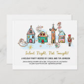 Stille nacht - kerstfeest pyjama uitnodiging (Voorkant / Achterkant)