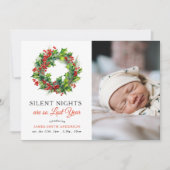 Stille Nacht Kerstfoto Baby Geboorte Aankondiging (Voorkant)
