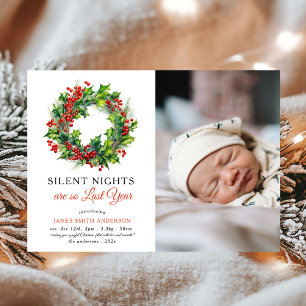 Stille Nacht Kerstfoto Baby Geboorte Aankondiging