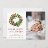 Stille Nacht Kerstfoto Baby Geboorte Aankondiging (Voorkant)