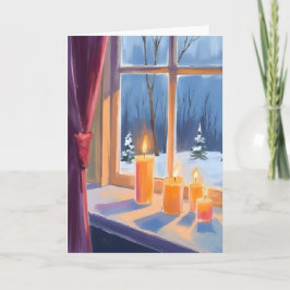 Stille Nacht Kerstkaarsen Winter Sneeuw Feestdagen Kaart