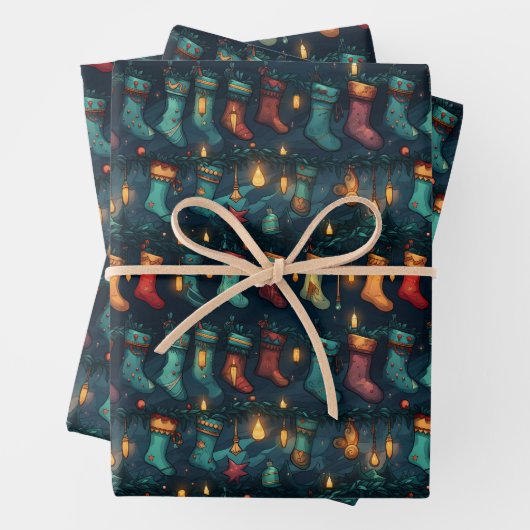 Stille Nacht Kerstkousen Inpakpapier Vel (In situ)