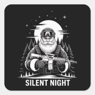 Stille Nacht Kerstman Kerst Militaire Veteraan Vierkante Sticker