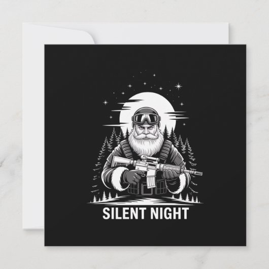Stille Nacht Kerstman Militaire Veteraan Feestdagenkaart (Voorkant)