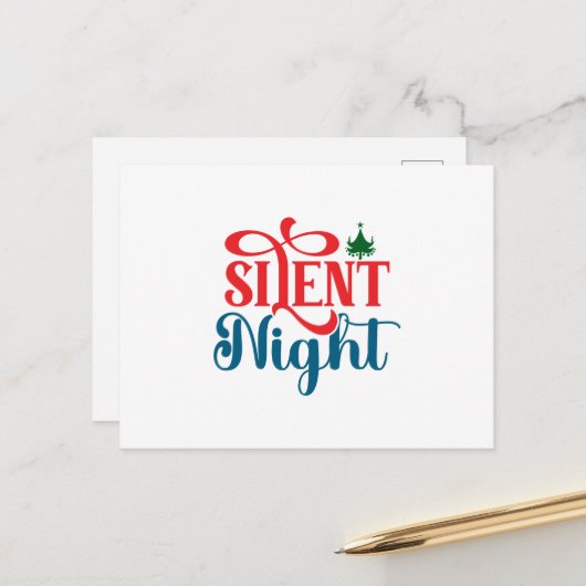 Stille Nacht Kerstmis Briefkaart (Voorkant / Achterkant in situ)