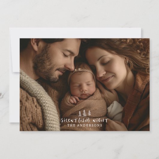 Stille nacht Kerstmis elegante moderne foto Feestdagenkaart (Voorkant)