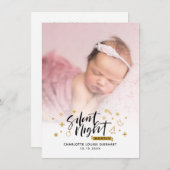 Stille nacht Kerstmis foto geboorte aankondiging (Voorkant / Achterkant)