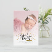 Stille nacht Kerstmis foto geboorte aankondiging (Staand voorkant)