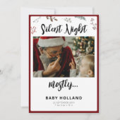 Stille nacht Kerstmis foto geboorte aankondiging (Voorkant)