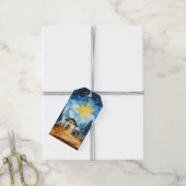 Stille nacht kerststal cadeaulabel (Met Touw)
