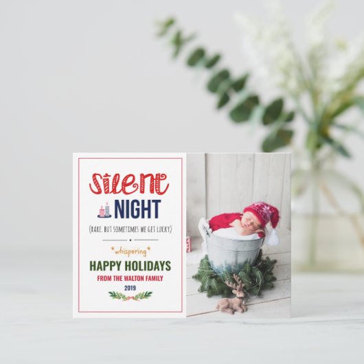 Stille Nacht Kerstvakantie Foto Briefkaart (Staand voorkant)