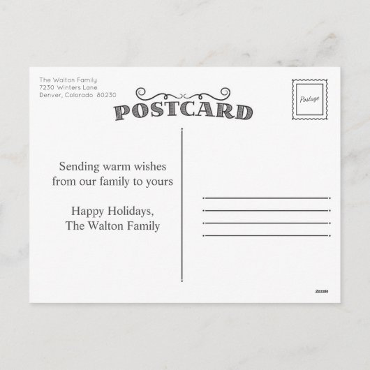 Stille Nacht Kerstvakantie Foto Briefkaart (Achterkant)