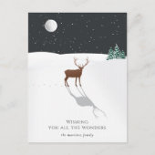 Stille Nacht Kerstwonderen Herten Maan Feestdagenkaart (Voorkant)