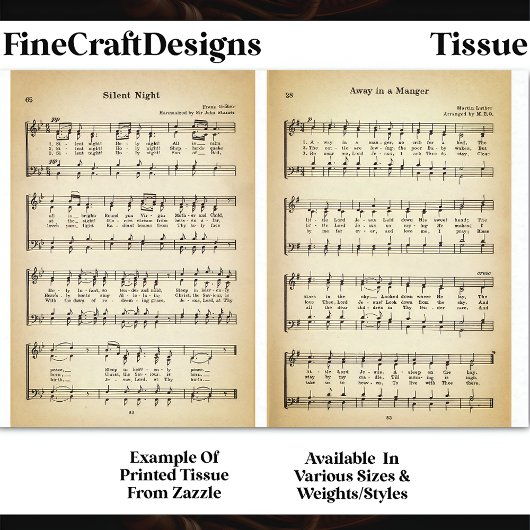 Stille Nacht & Manager Bladmuziek DU9F Decoupage Tissuepapier