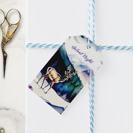 Stille nacht met herten vakantie cadeaulabel