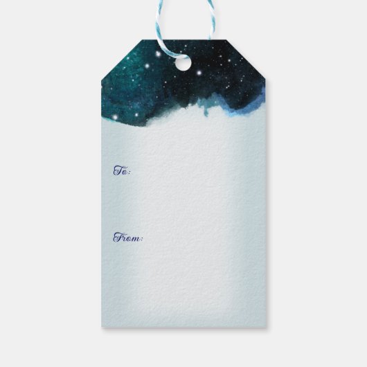 Stille nacht met herten vakantie cadeaulabel (Achterkant)