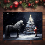 Stille Nacht - Mooi Paard en Kerstmis Feestdagen Kaart<br><div class="desc">Vier het seizoen met onze Silent Night - Beautiful Horse en Santa Christmas Holiday Kaart. Met een majestueus paard, de kerstman en een besneeuwde kerstboom straalt het de serene, vredige sfeer van de vakantie uit. Deel de magie van het vakantieseizoen met deze betoverende kaart. Creëer door MI Design Inside Greeting...</div>