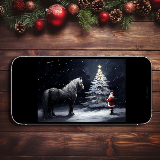 Stille Nacht - Mooi Paard en Kerstmis Feestdagen Kaart