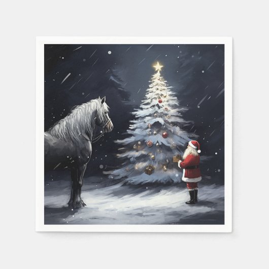 Stille Nacht - Mooi Paard en Kerstmis Servet (Voorkant)