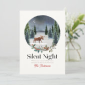 Stille nacht Moose Winterscape Kerstmis Feestdagenkaart (Staand voorkant)