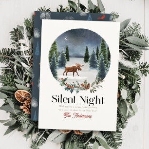 Stille nacht Moose Winterscape Kerstmis Feestdagenkaart