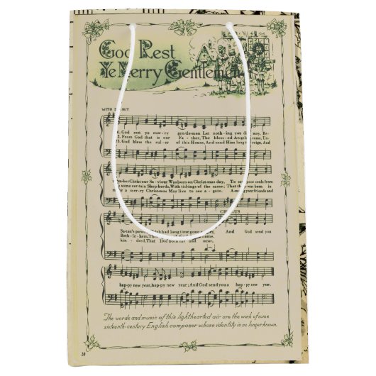 Stille Nacht Muziek Blad Gift Bag Medium Cadeauzakje (Voorkant)