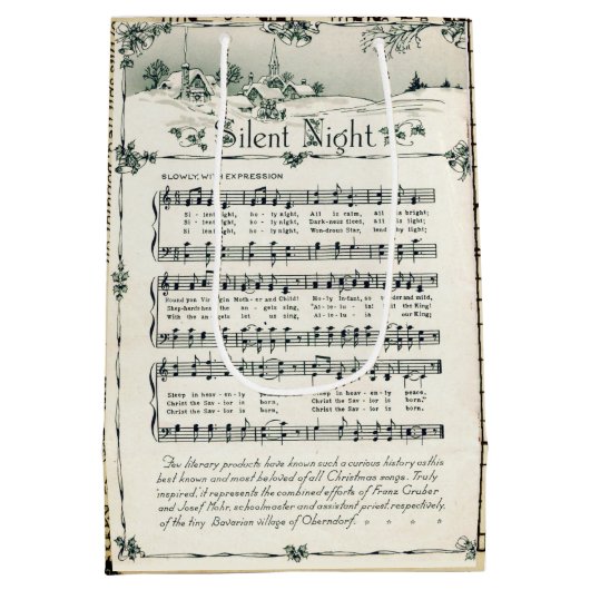 Stille Nacht Muziek Blad Gift Bag Medium Cadeauzakje (Achterkant)