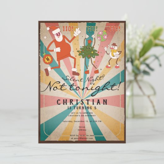 Stille nacht niet vanavond Groovy Kerstmis Verjaar Kaart (Staand voorkant)