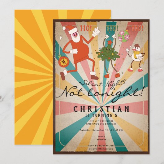 Stille nacht niet vanavond Groovy Kerstmis Verjaar Kaart (Voorkant / Achterkant)