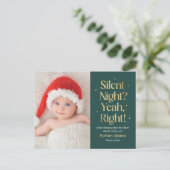 Stille Nacht Nieuwe Baby Grappige Kerstkaart Feestdagenkaart (Staand voorkant)